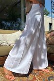 Rustic Nature Linen Blend Pocket Pleat Wide Leg White